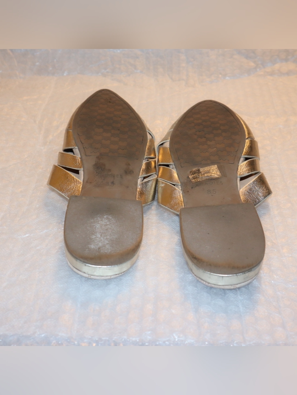 BIRDIES The Dove Mule Gold Crossed Leather Size 8.5 - Picture 13 of 13